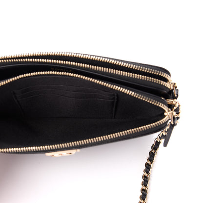 Chanel Caviar Chevron Small Boy Clutch With Chain Black 6 of 9