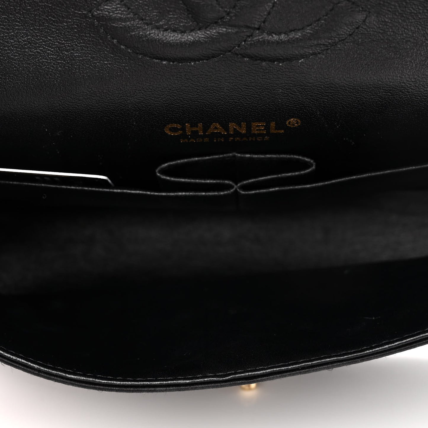 Satin Quilted Medium Double Flap Black