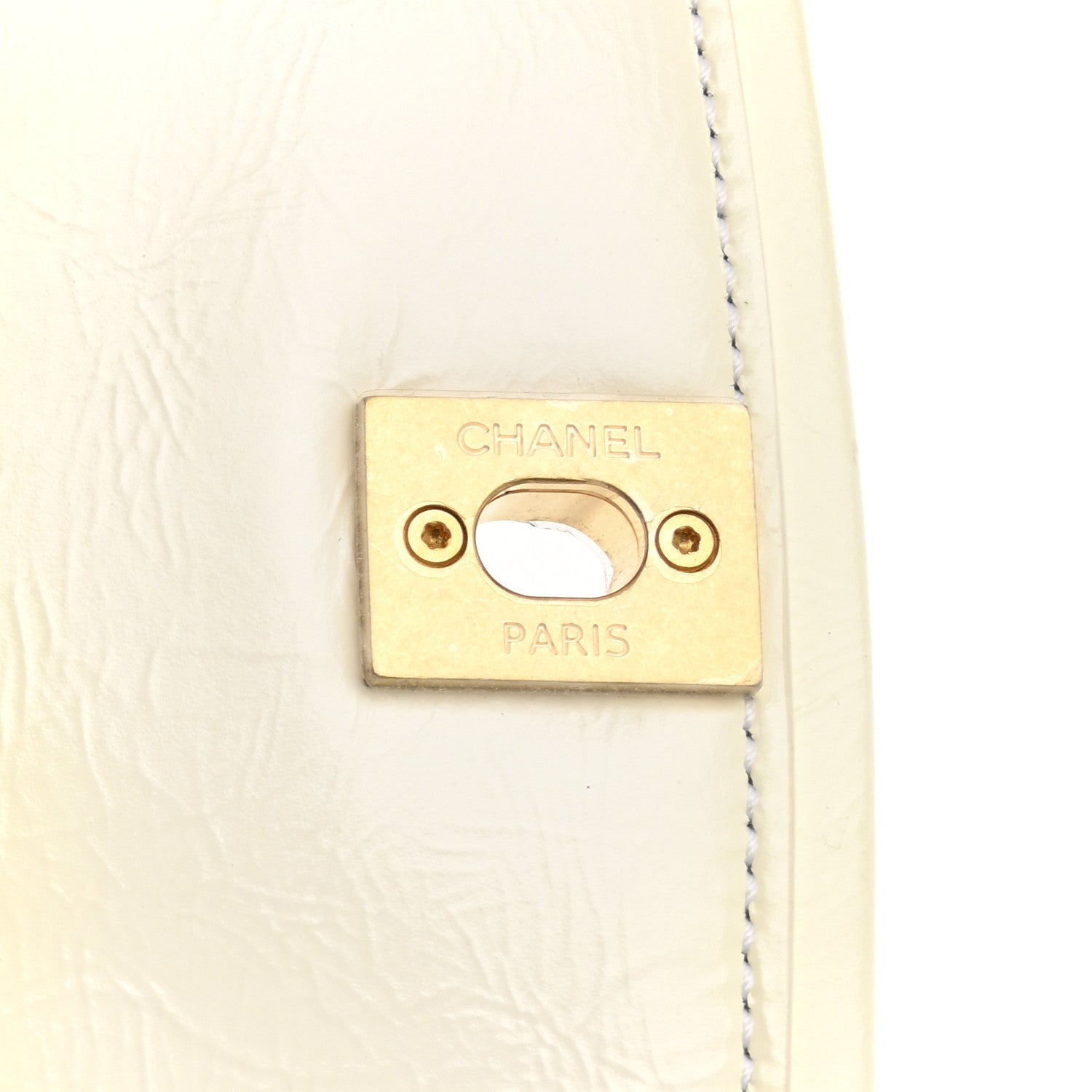 Chanel Lambskin Patent Quilted Small La Parisienne Top Handle Flap White 11 of 12