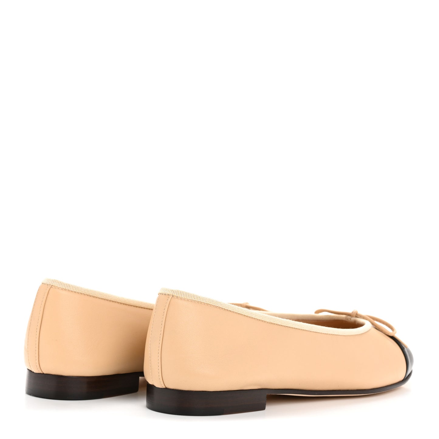 Lambskin Cap Toe CC Ballerina Flats 40.5 Beige Black