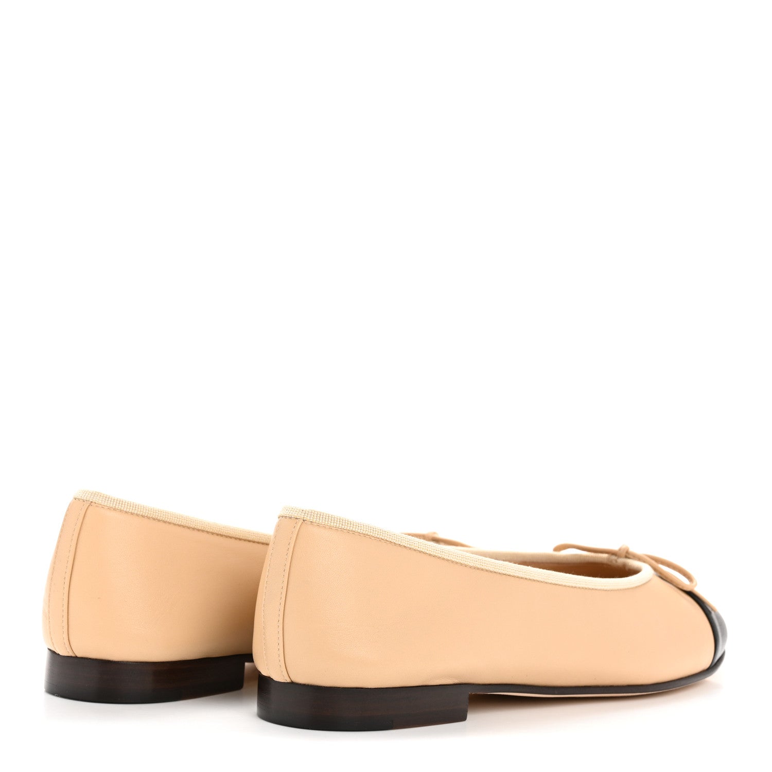 Chanel Lambskin Cap Toe CC Ballerina Flats 40.5 Beige Black 5 of 9