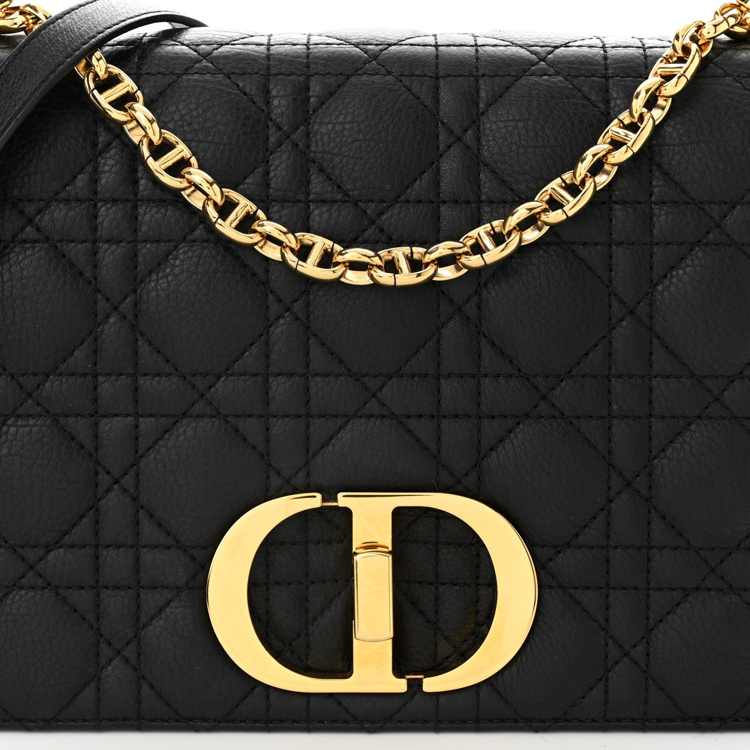 Christian Dior Grained Calfskin Cannage Large Caro Bag Black 8 of 10