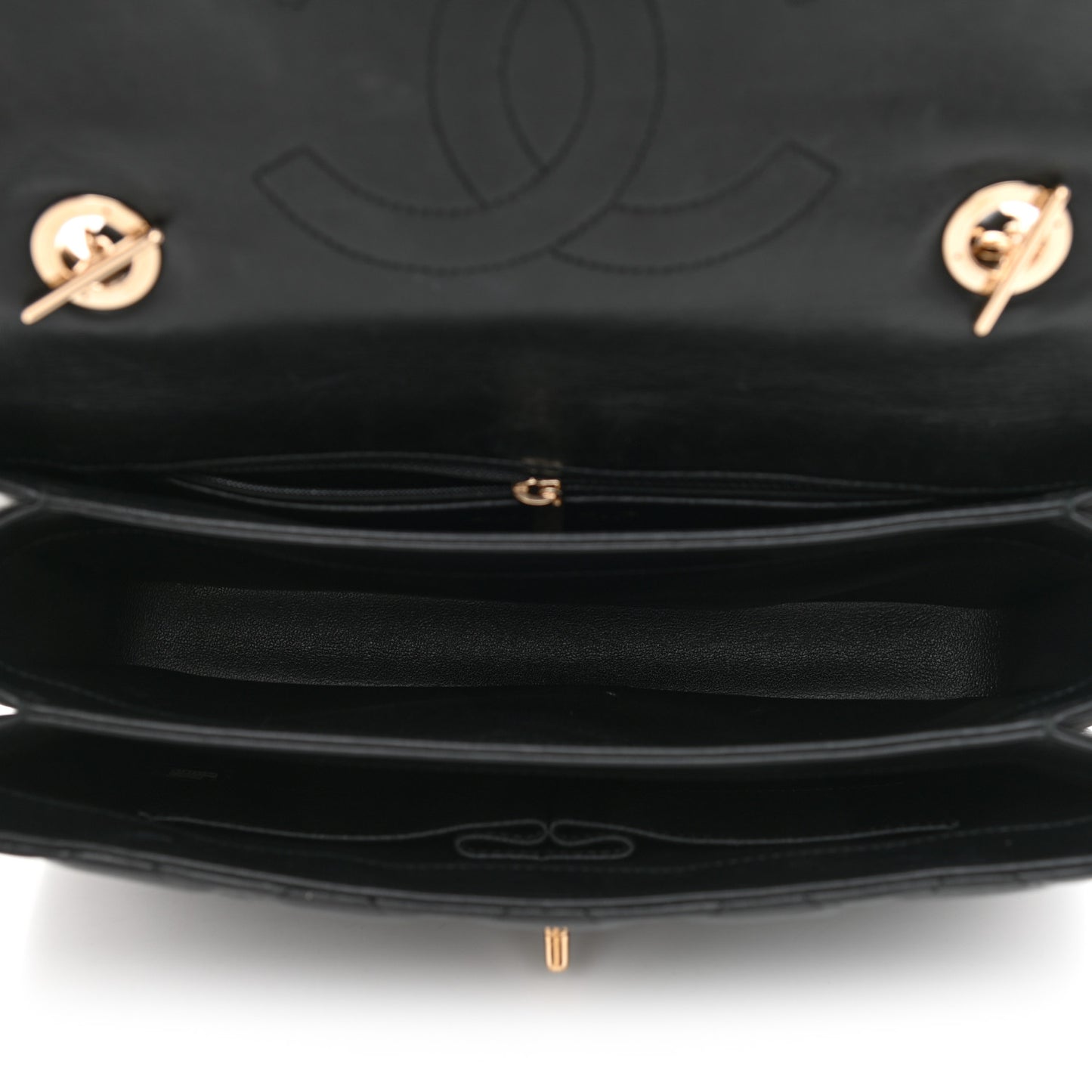 Lambskin Quilted Medium Trendy CC Flap Dual Handle Bag Black