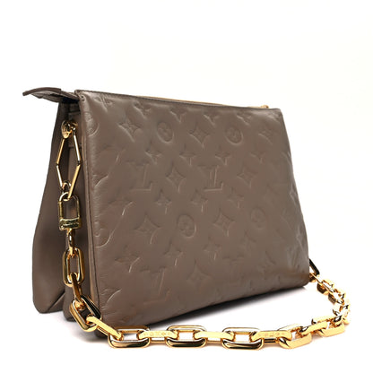 Louis Vuitton Lambskin Embossed Monogram Coussin PM Taupe 3 of 7