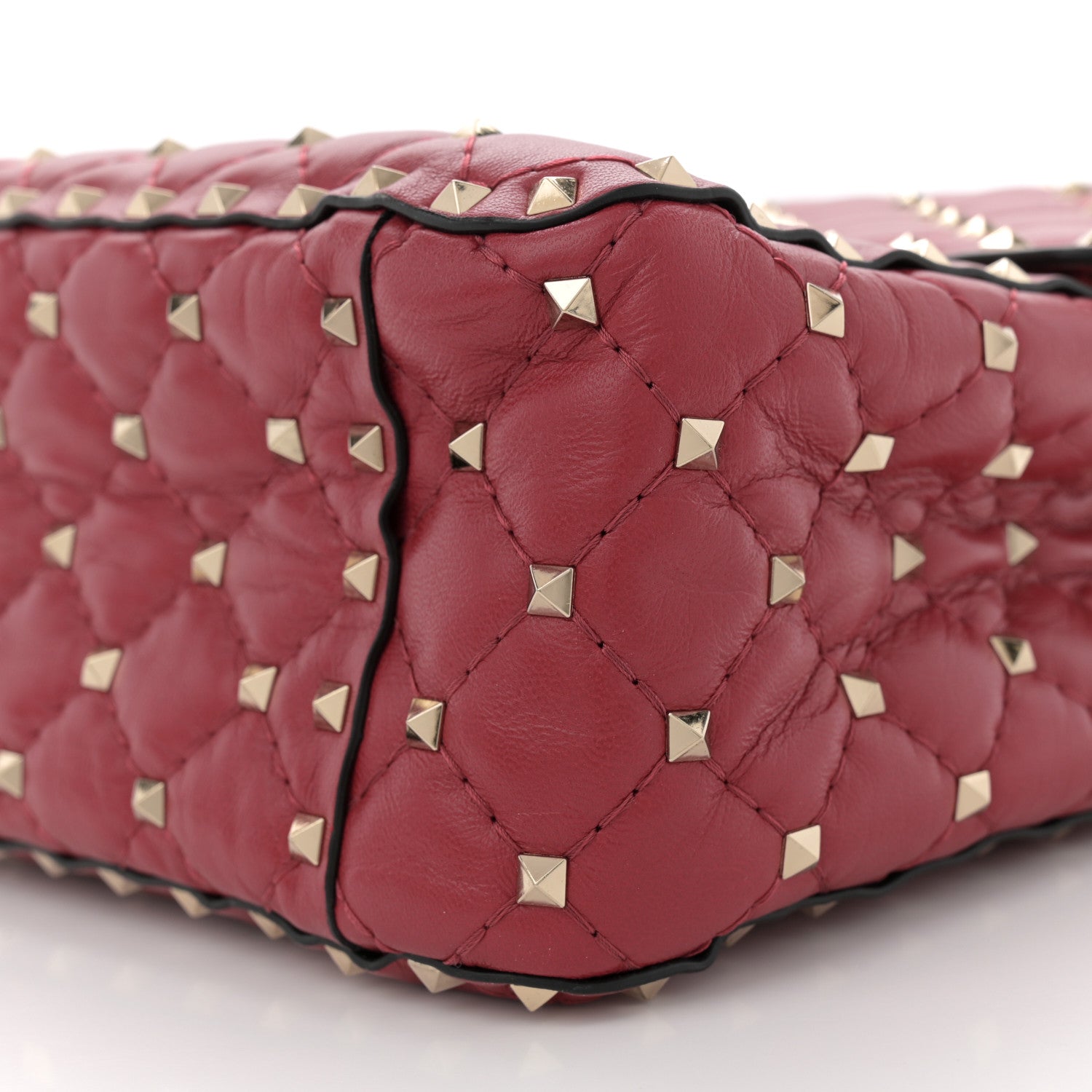 Valentino Garavani Nappa Large Rockstud Spike Shoulder Bag Rubino 9 of 9