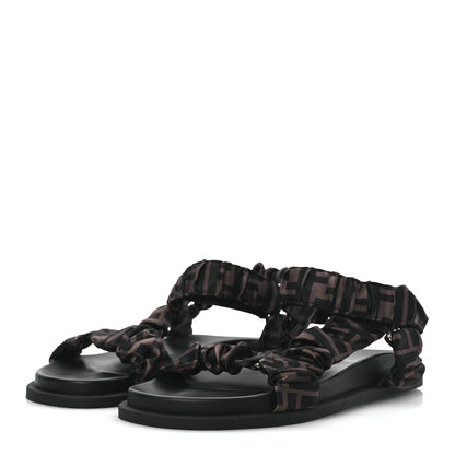 Fendi Satin FF Ruched Sandals 40 Tobacco Black 4 of 9