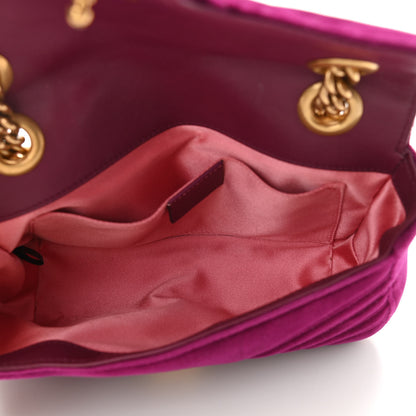 Gucci Velvet Matelasse Mini GG Marmont Shoulder Bag Fuchsia Violet Cyclamen 5 of 11
