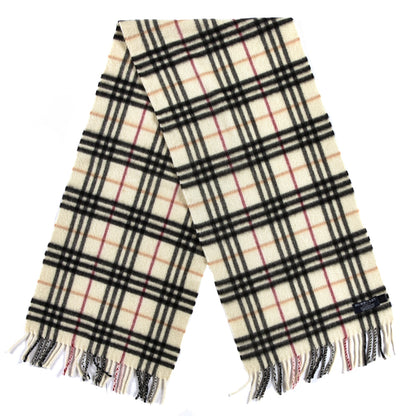 Burberry Cashmere Vintage Check Fringe Scarf Ivory 2 of 3
