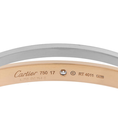 Cartier 18K Pink White Gold 12 Diamond Double LOVE Bracelet 17 4 of 8