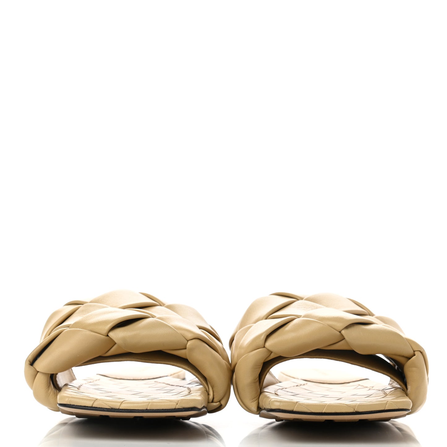 Nappa Maxi Intrecciato Lido Flat Sandals 38 Cane Sugar