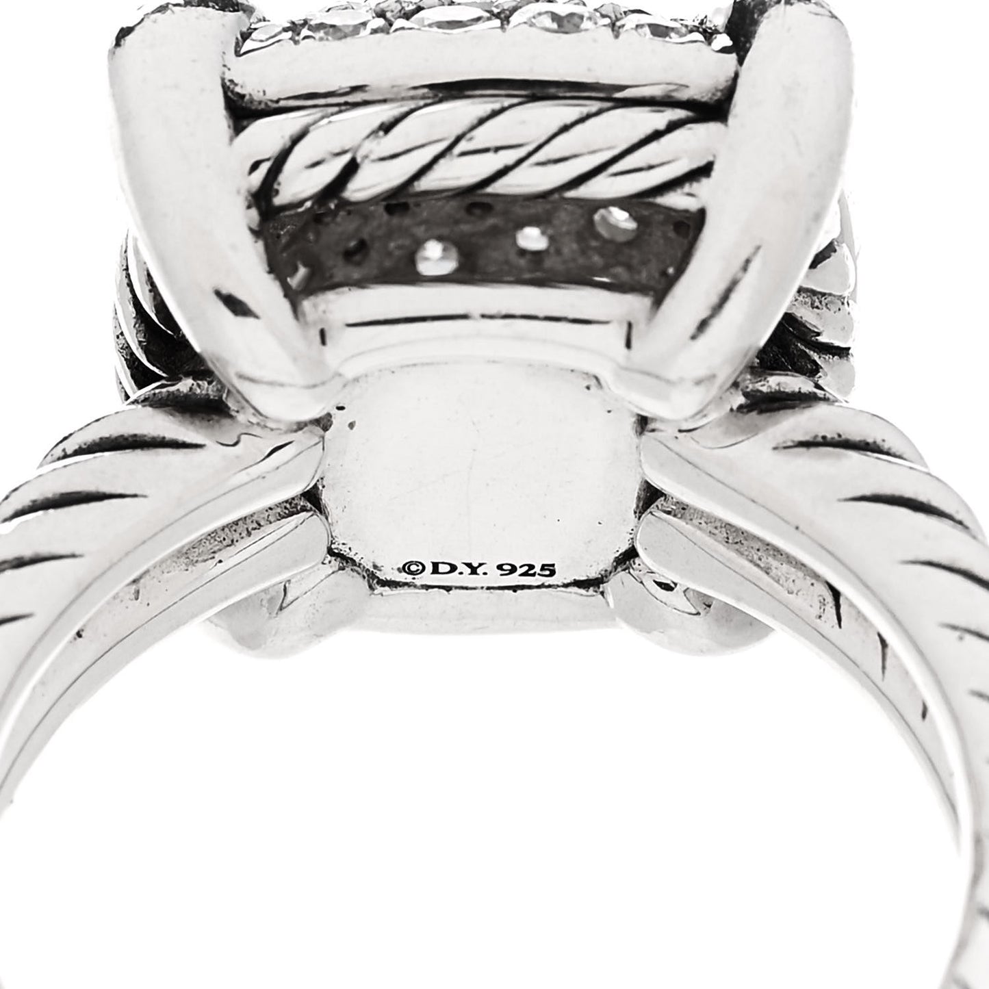 Sterling Silver Diamond 14mm Chatelaine Pave Ring 54 7