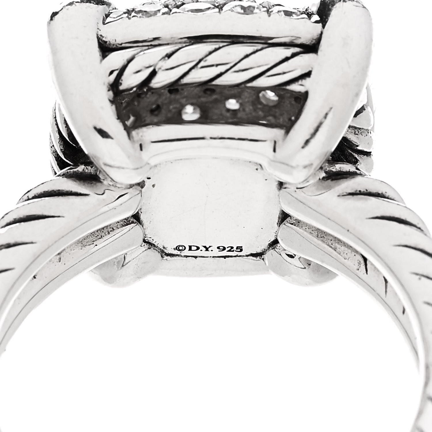 David Yurman Sterling Silver Diamond 14mm Chatelaine Pave Ring 54 7 5 of 5