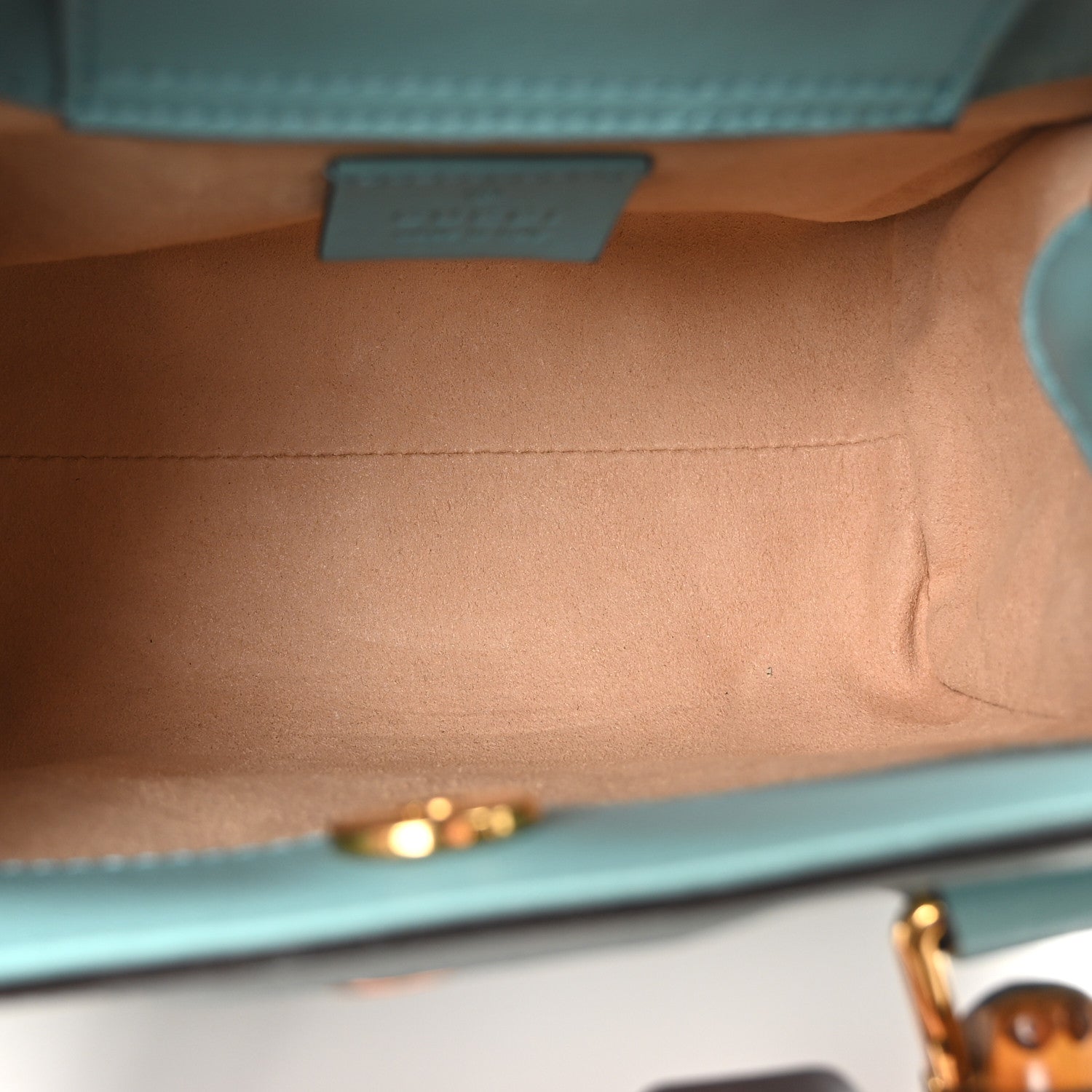 Gucci Wonka Grain Calfskin Mini Diana Tote Bag Dusty Azure Orange Fluo 5 of 11