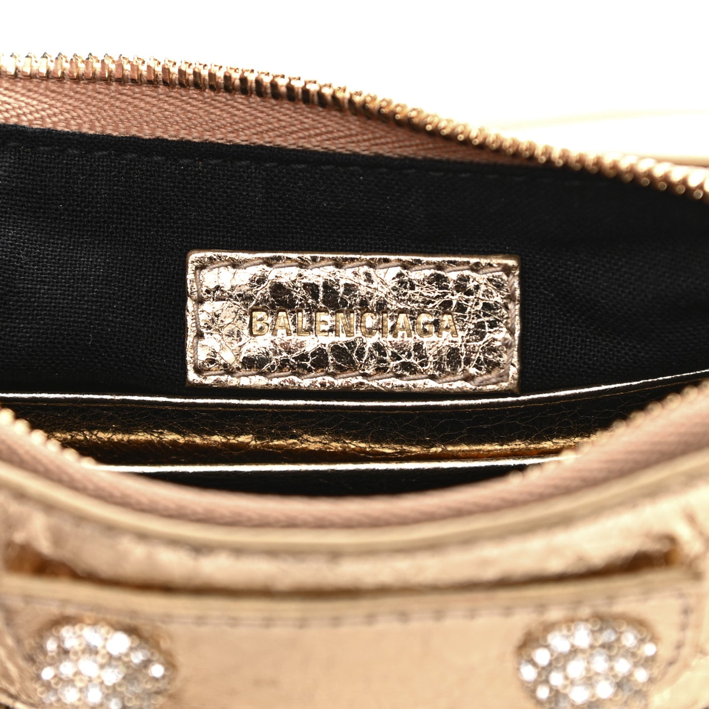 Metallic Arena Agneau Crystal Le Cagole Mini Purse With Chain Light Gold