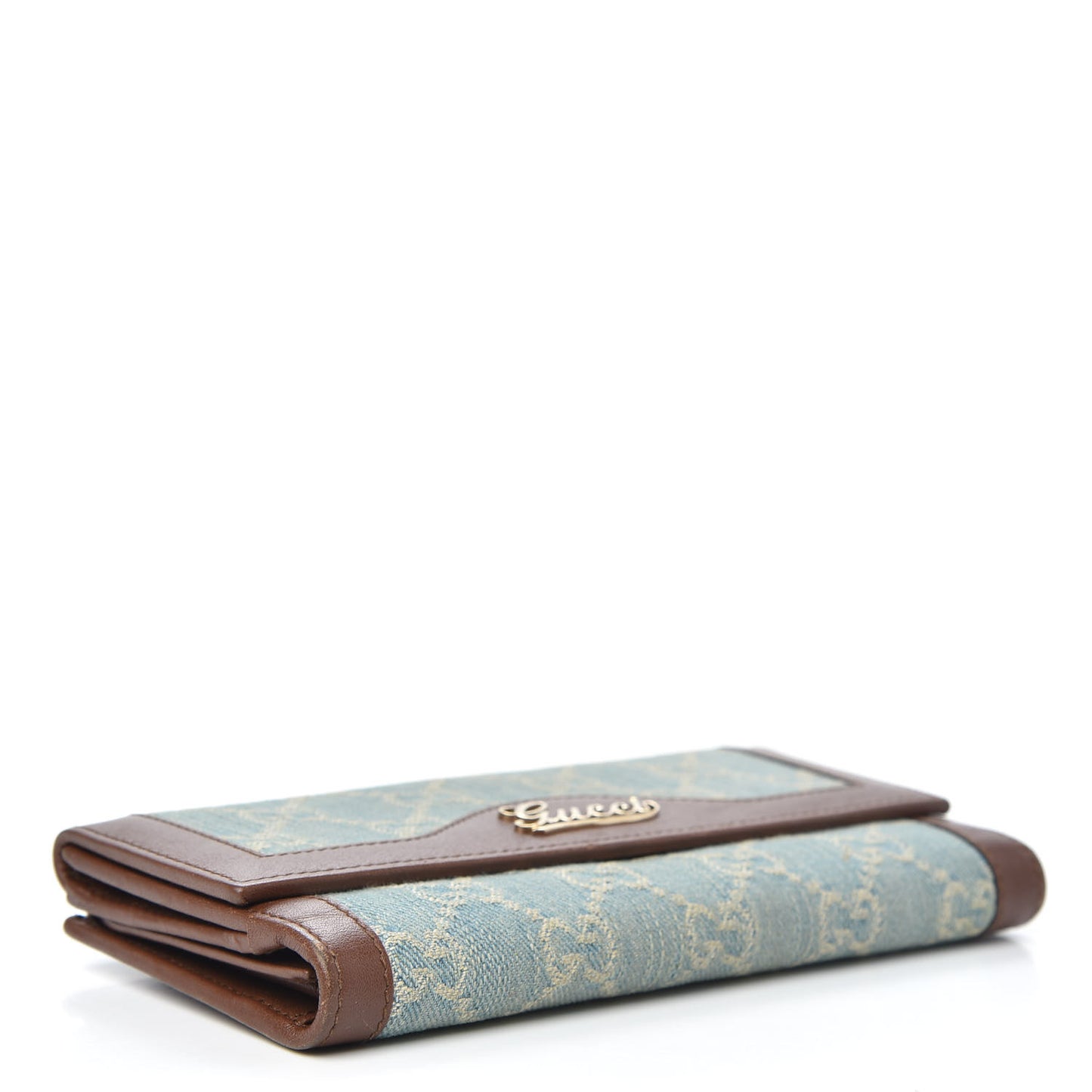 Monogram Script Continental Wallet Blue Denim
