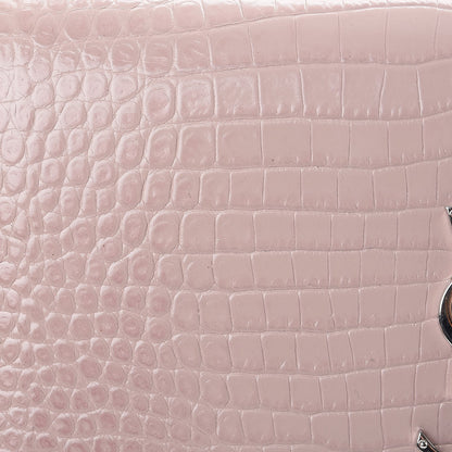 Saint Laurent Calfskin Crocodile Embossed Medium Classic Monogram Kate Tassel Satchel Powder Pink 9 of 11
