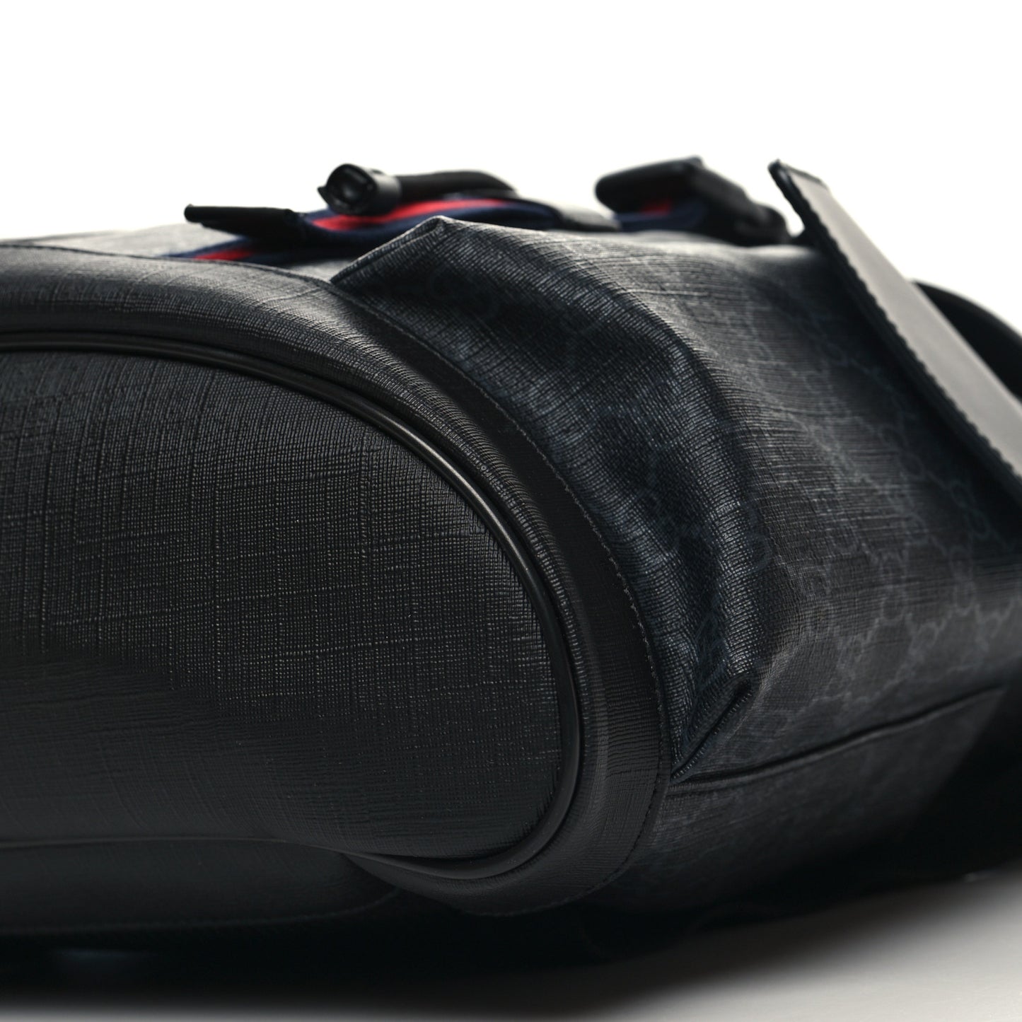 Soft GG Supreme Monogram Calfskin Web Double Buckle Backpack Black