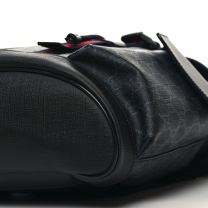 Gucci Soft GG Supreme Monogram Calfskin Web Double Buckle Backpack Black 10 of 10