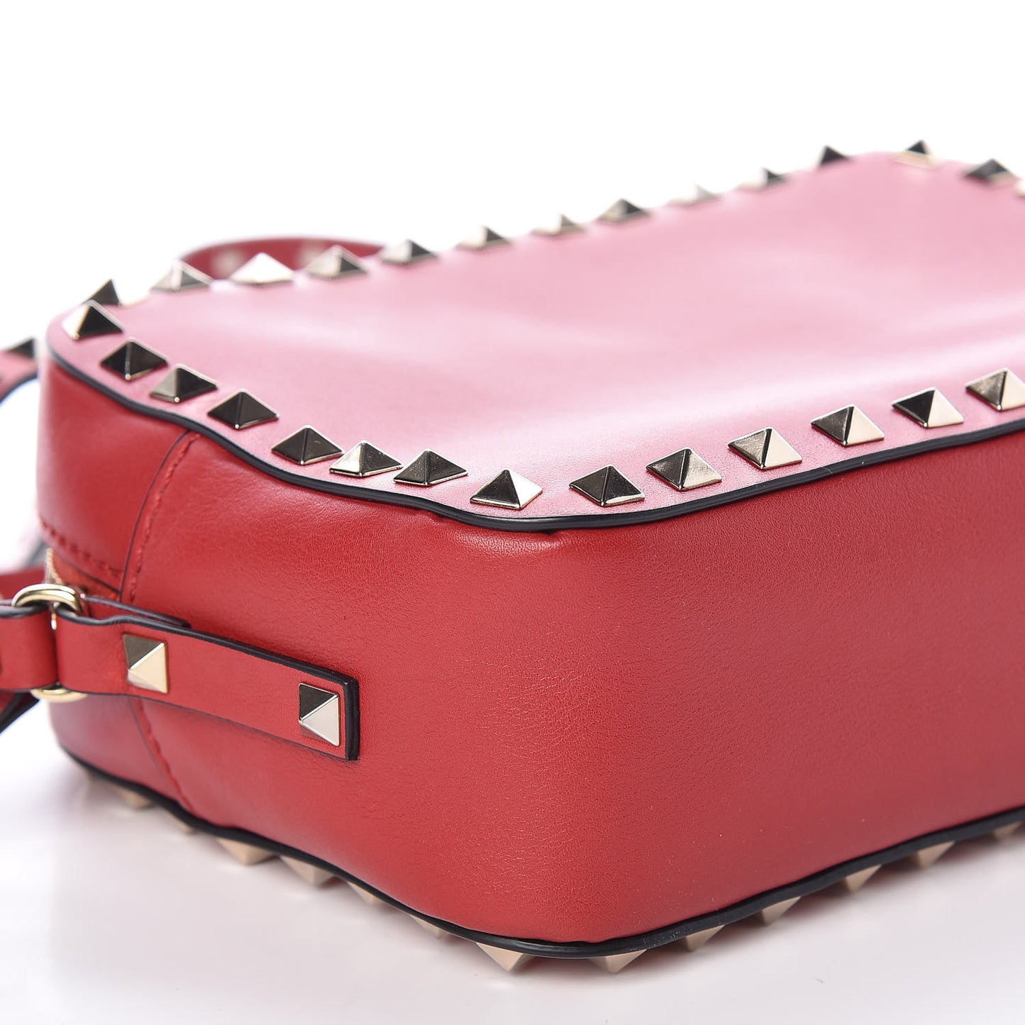 Calfskin Rockstud Camera Crossbody Bag Red