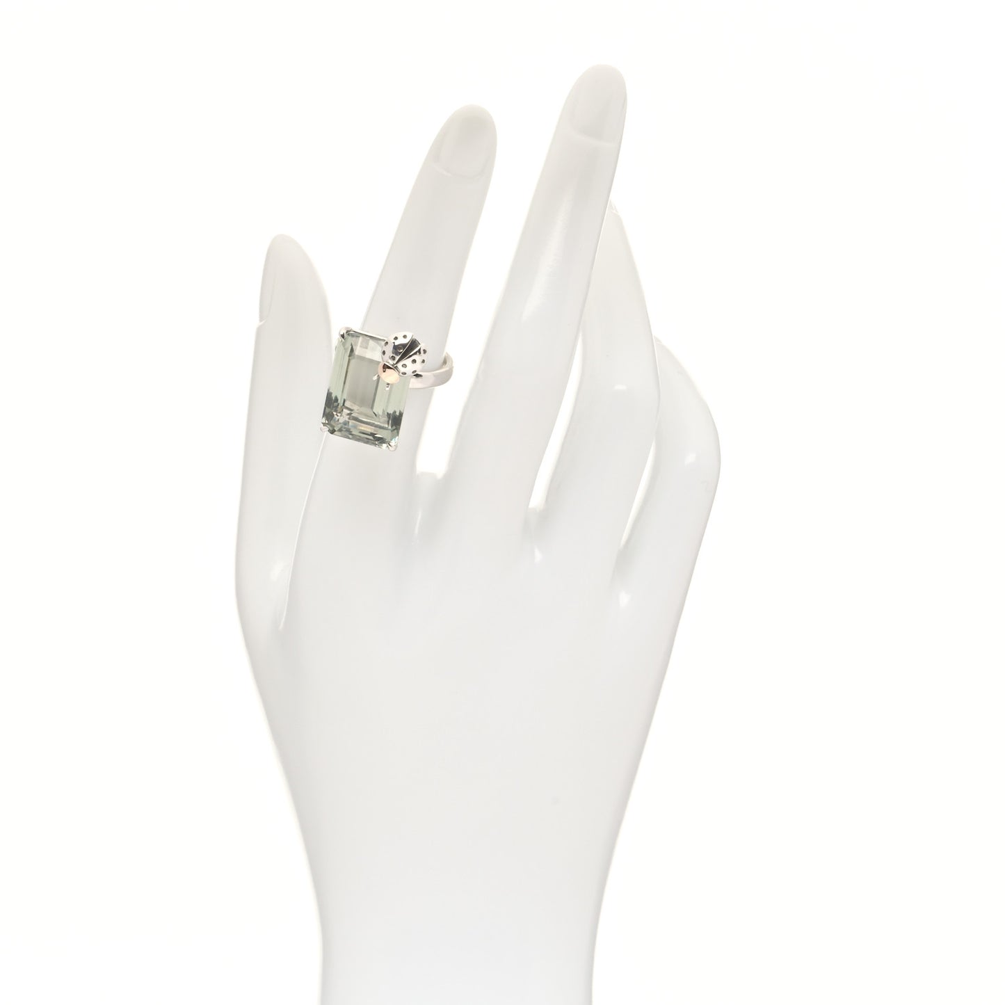 Sterling Silver 18K Rose Gold Prasiolite Return to Tiffany Love Bugs Ladybug Ring 52 6