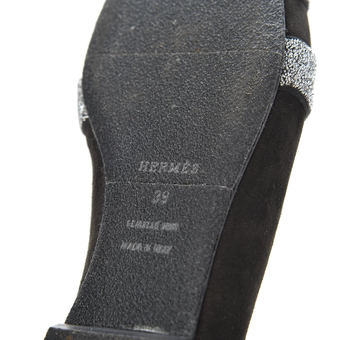 Suede Goatskin Crystal Roxane Mules 39 Gris Argente Black