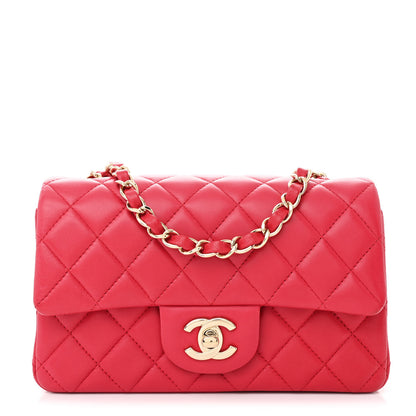 Chanel Lambskin Quilted Mini Rectangular Flap Dark Red 1 of 12
