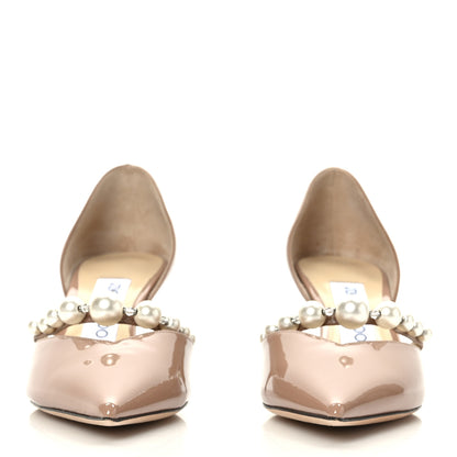 Jimmy Choo Patent Pearl Embellished Aurelie 65 Pumps 35 Ballet Pink 2 of 7