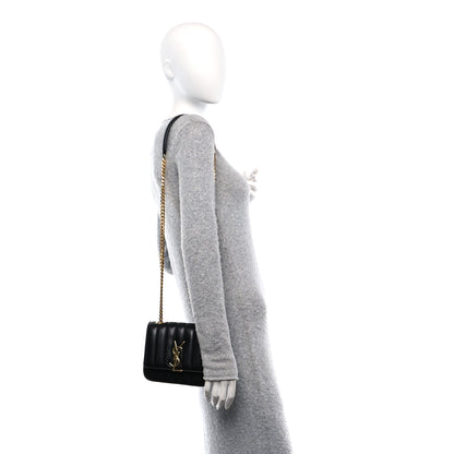Saint Laurent Lambskin Matelasse Monogram Small Vicky Chain Bag Black 2 of 10