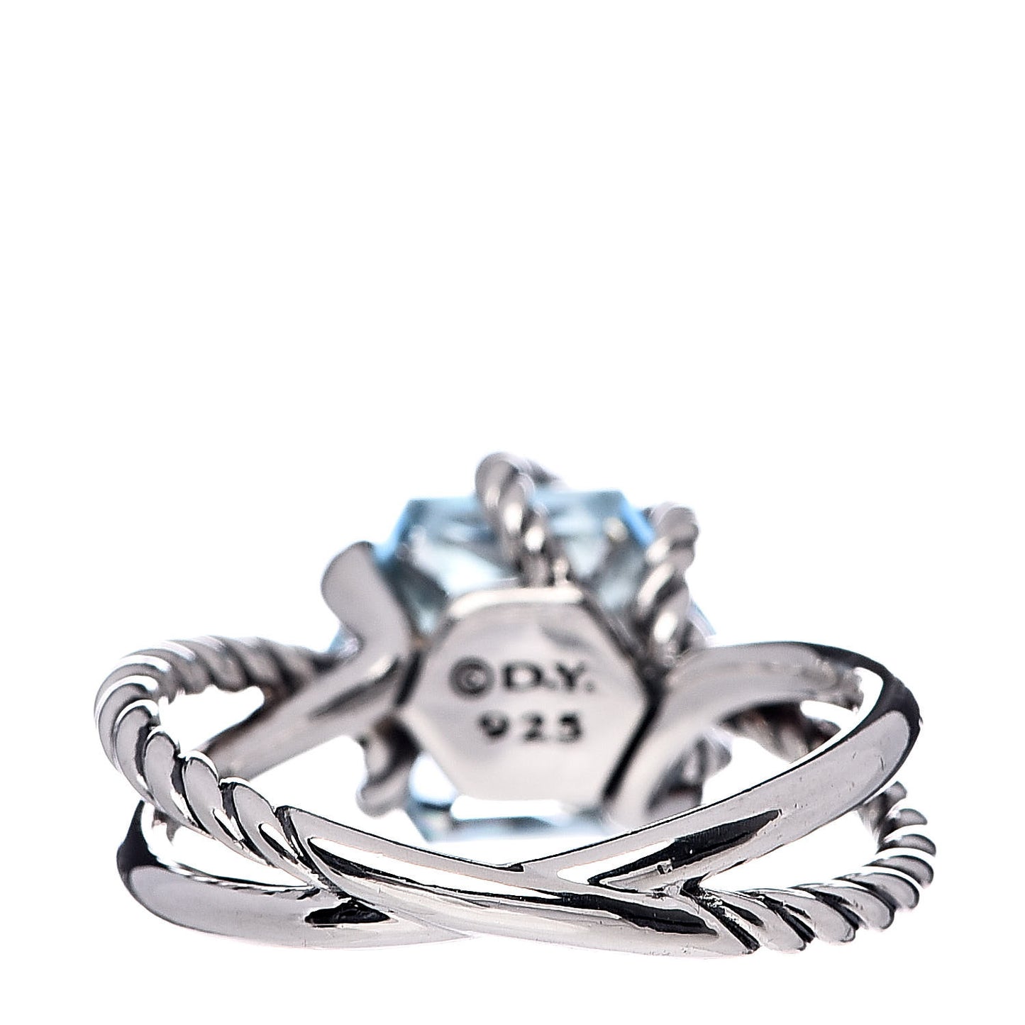 Sterling Silver Diamond Blue Topaz 10mm Cable Wrap Ring 54 7