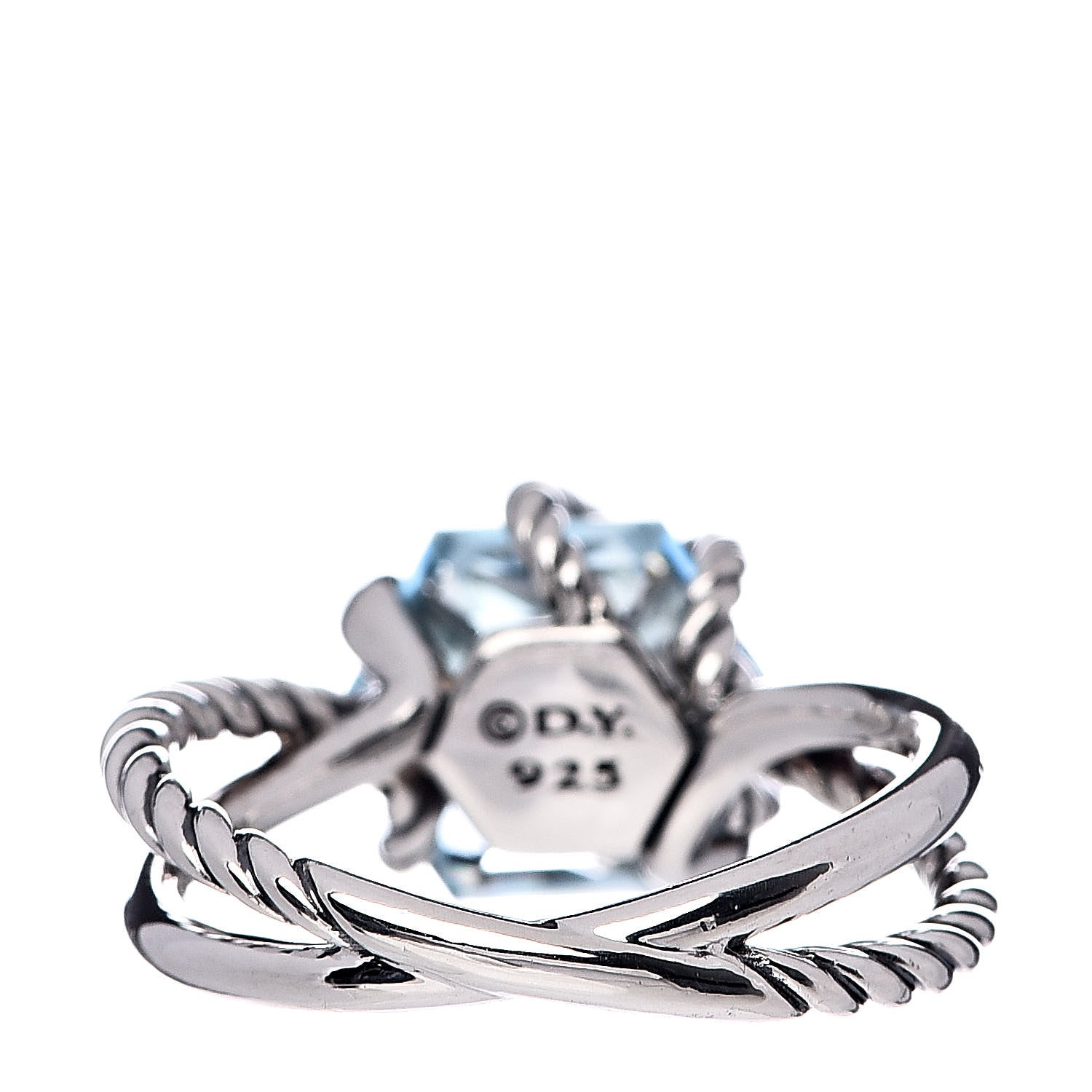 David Yurman Sterling Silver Diamond Blue Topaz 10mm Cable Wrap Ring 54 7 4 of 5