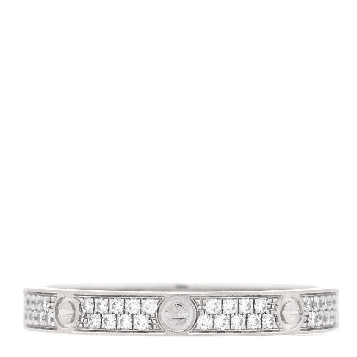 18K White Gold Diamond 2.6mm LOVE Paved Band Ring 52 6