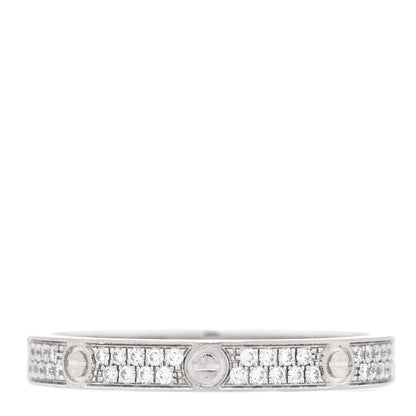 Cartier 18K White Gold Diamond 2.6mm LOVE Paved Band Ring 52 6 1 of 4
