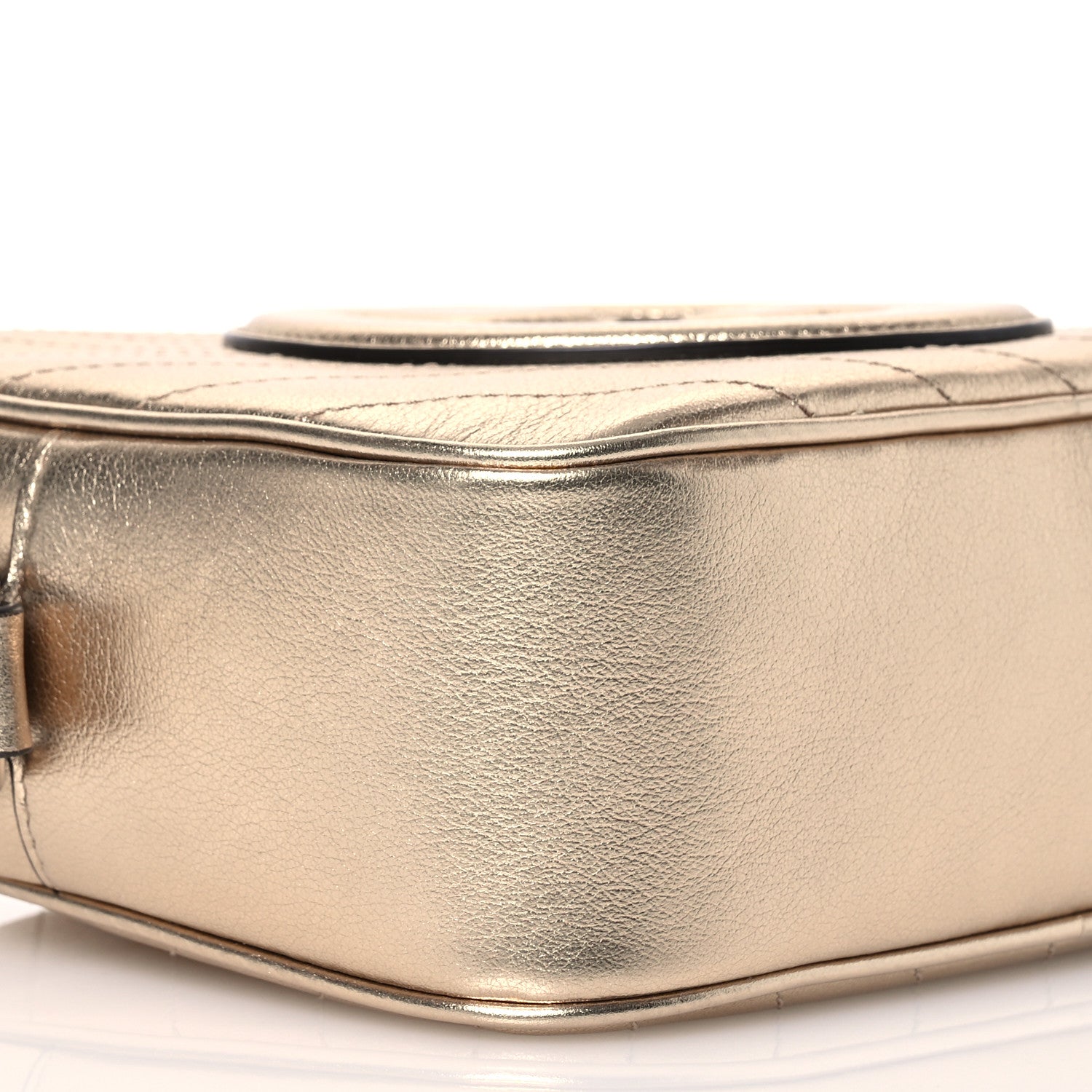 Gucci Metallic Sakai Be Green Calfskin Diagonal Stitched Small Blondie Shoulder Bag Gold 9 of 10