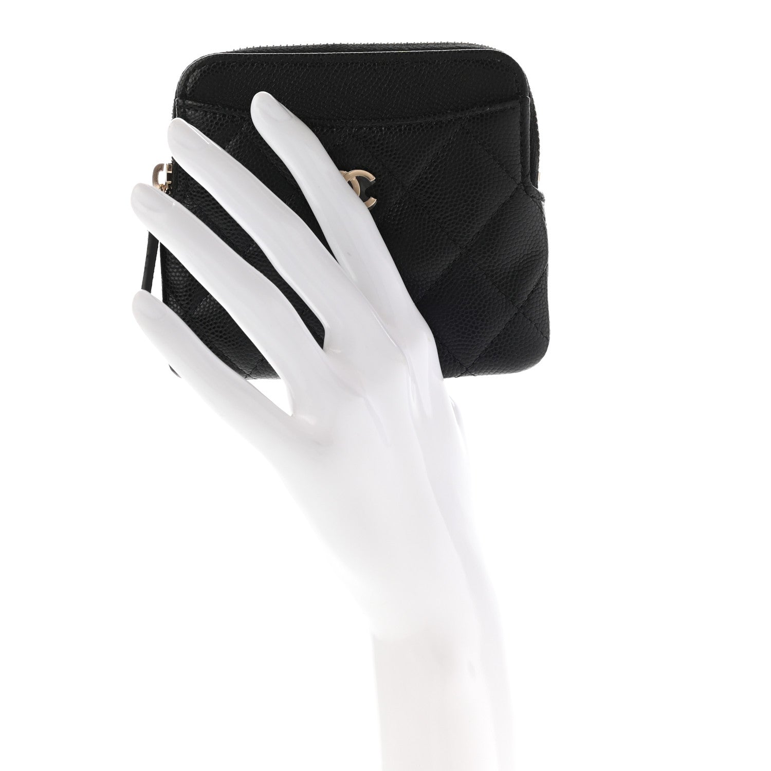 Chanel Caviar Quilted Zip Card Holder Wallet Black 2 of 7