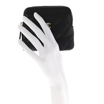 Chanel Caviar Quilted Zip Card Holder Wallet Black 2 of 7