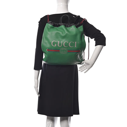 Gucci Calfskin Logo Drawstring Backpack Green 2 of 9