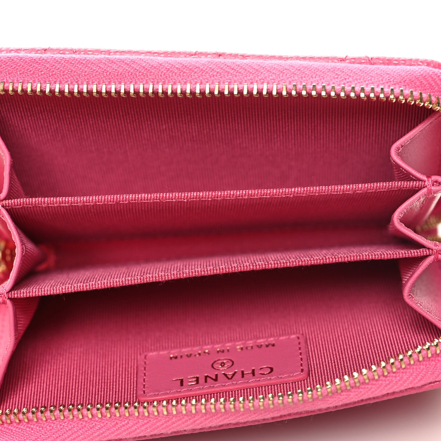 Caviar Quilted Zip Coin Purse Pink
