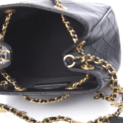 Chanel Calfskin Stitched Small Egyptian Amulet Drawstring Bag Black 5 of 9