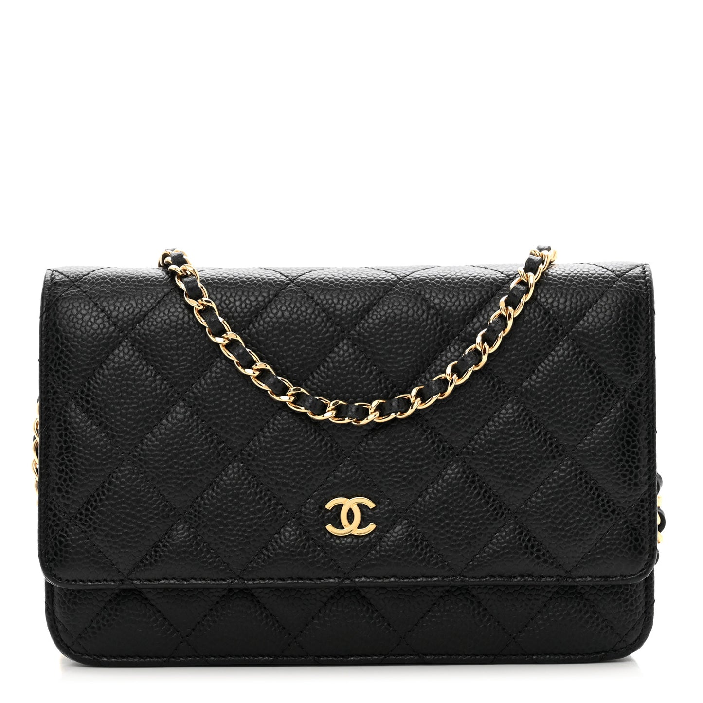 Caviar Quilted Wallet on Chain WOC Black