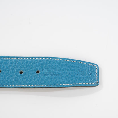 Hermes Togo Box 32mm H Belt 90 Black Blue Jean 6 of 9