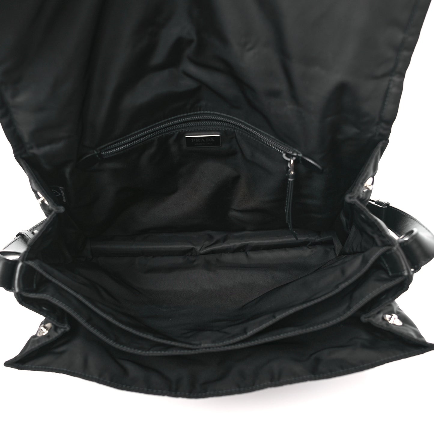 Re-Nylon Vitello Padded Large Flap Shoulder Bag Black
