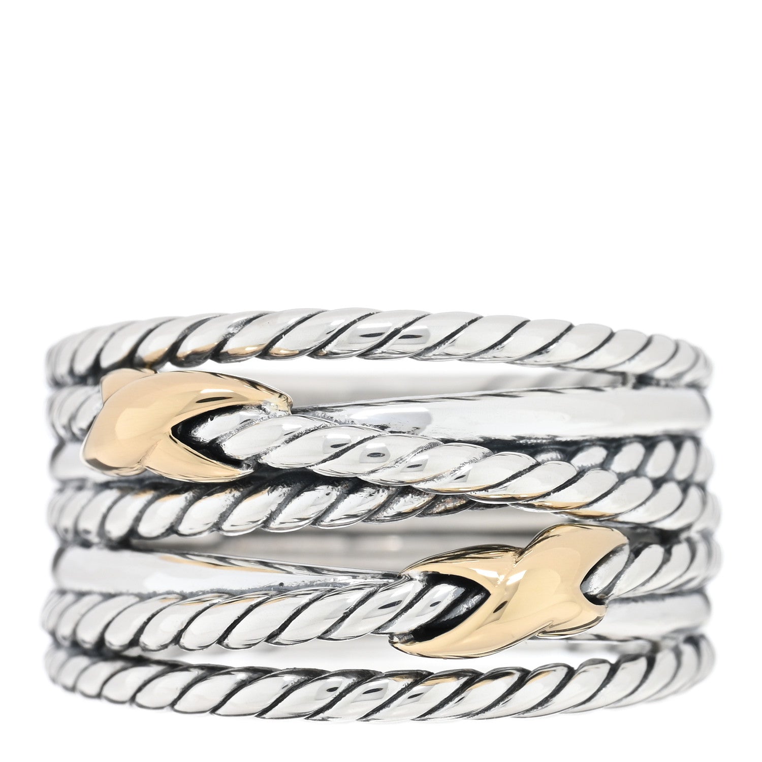 David Yurman Sterling Silver 18K Yellow Gold Double X Crossover Ring 57 8 1 of 4