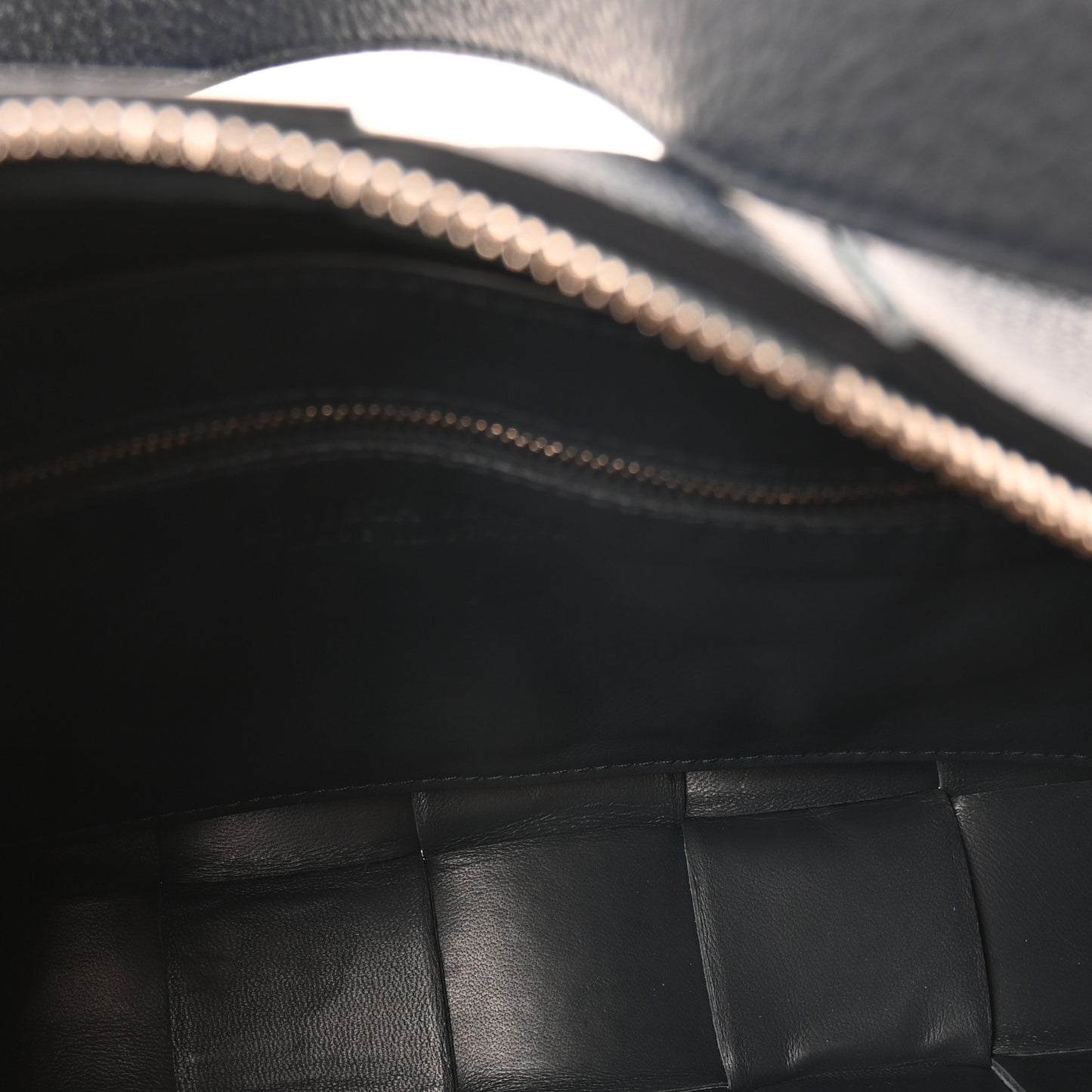 Grained Calfskin Maxi Intrecciato Brick Cassette Bag Deep Blue