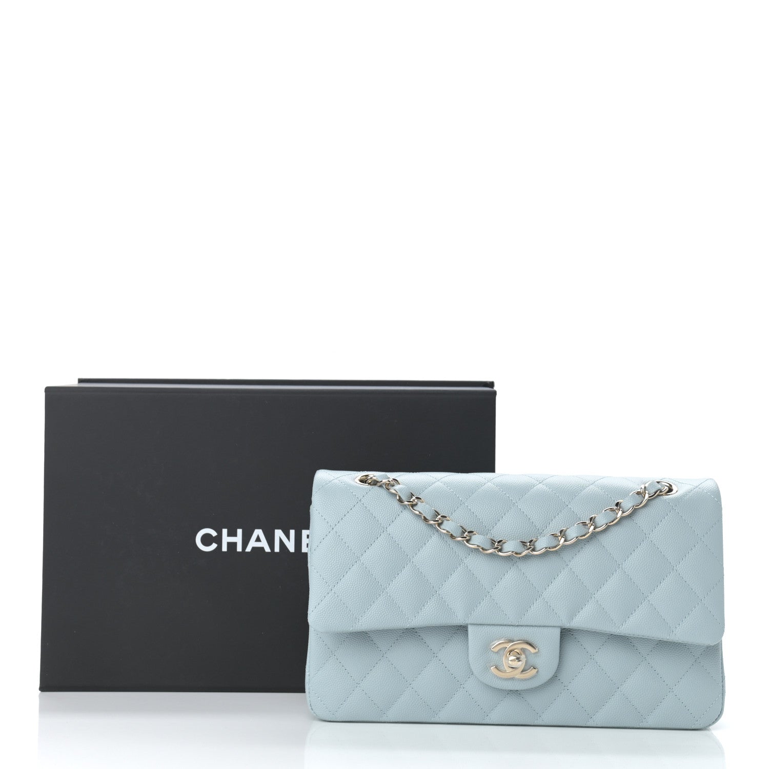 Chanel Caviar Quilted Medium Double Flap Light Blue 10 of 10