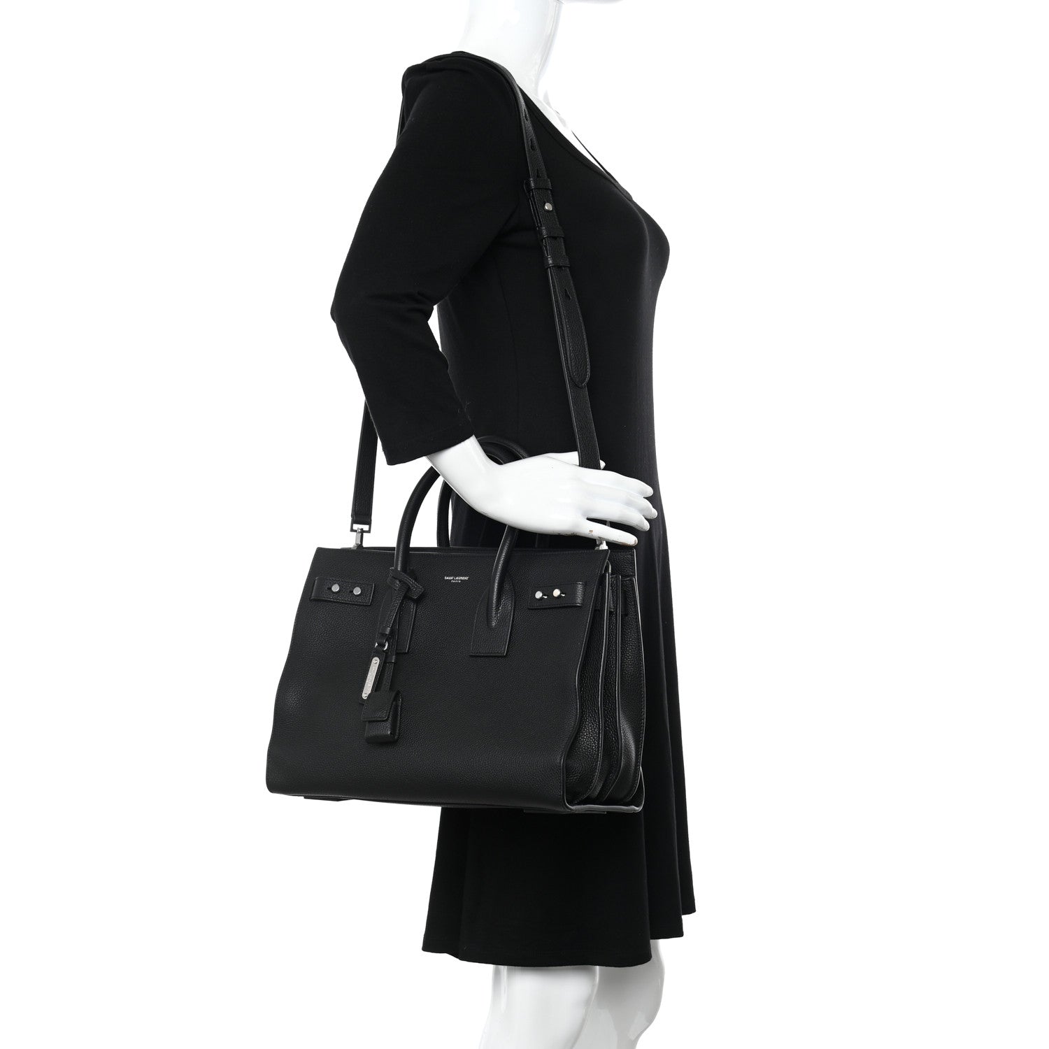 Saint Laurent Grained Calfskin Small Supple Sac De Jour Black 2 of 9