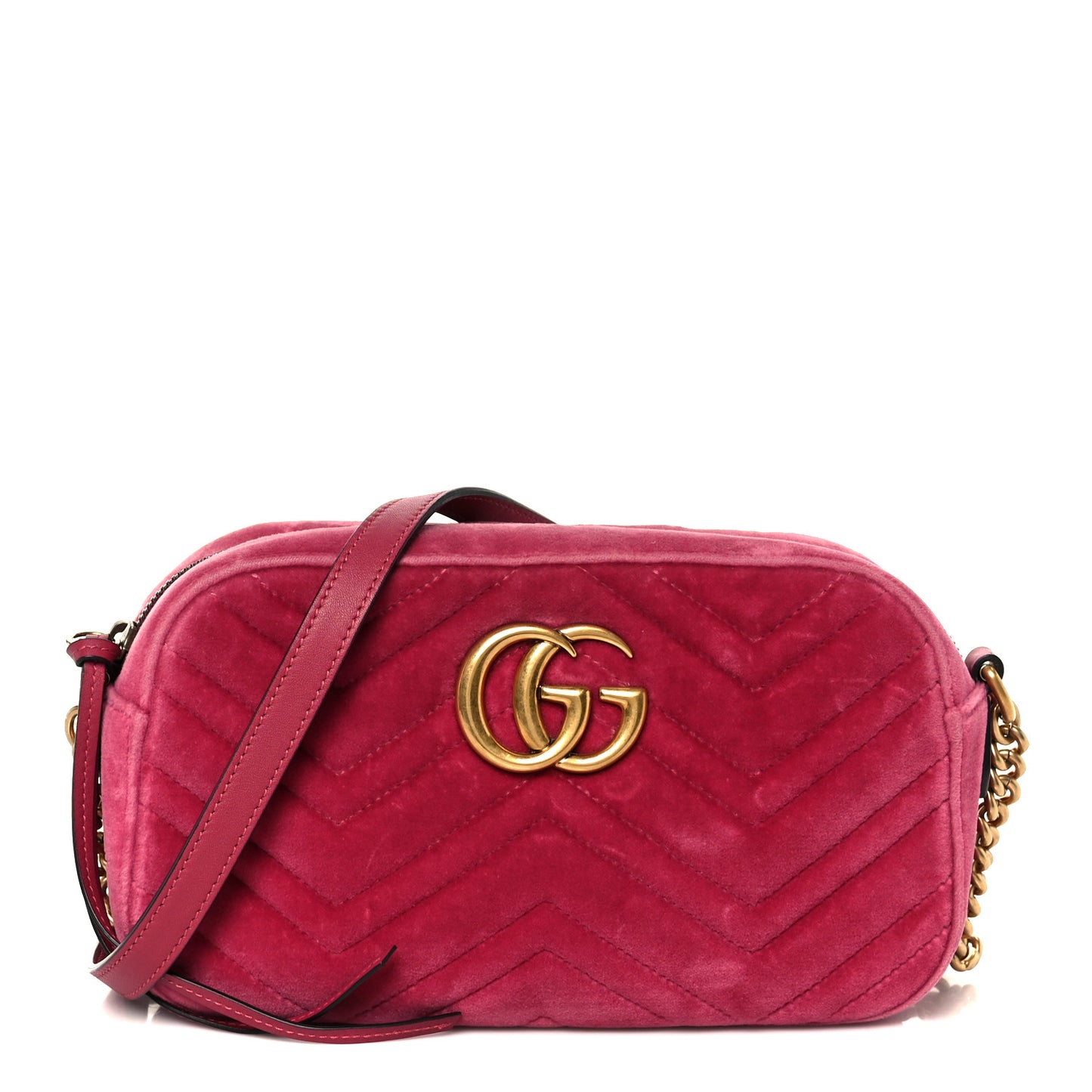 Velvet Matelasse Small GG Marmont Chain Shoulder Bag Light Raspberry Rose