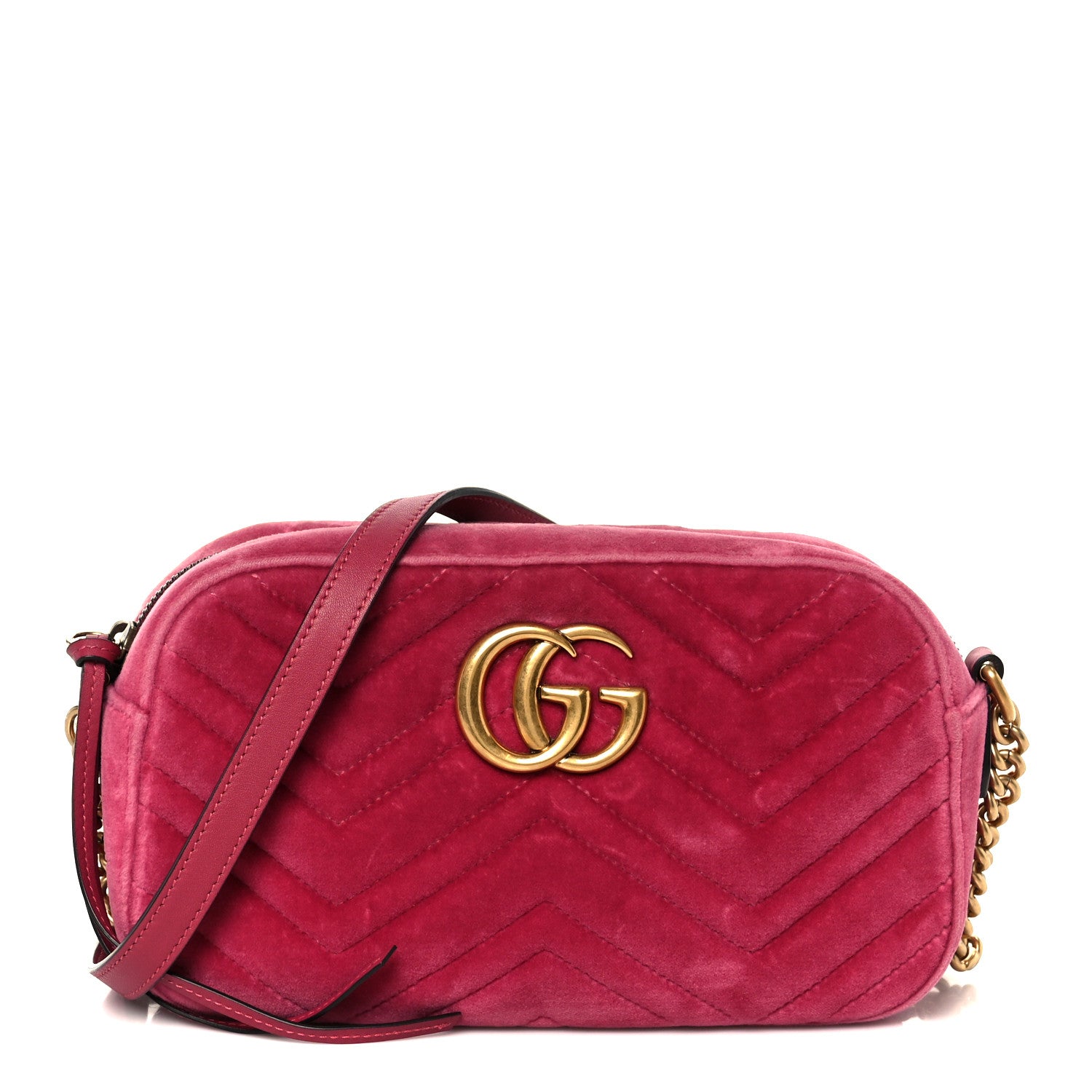 Gucci Velvet Matelasse Small GG Marmont Chain Shoulder Bag Light Raspberry Rose 1 of 11