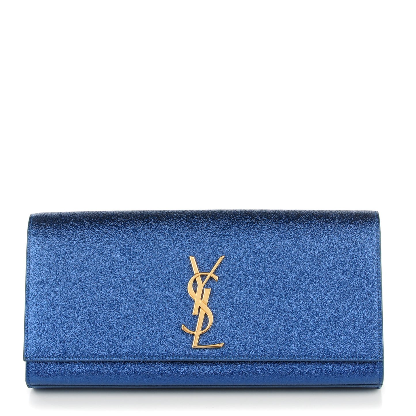 Textured Patent Calfskin Classic Monogram Clutch Royal Blue