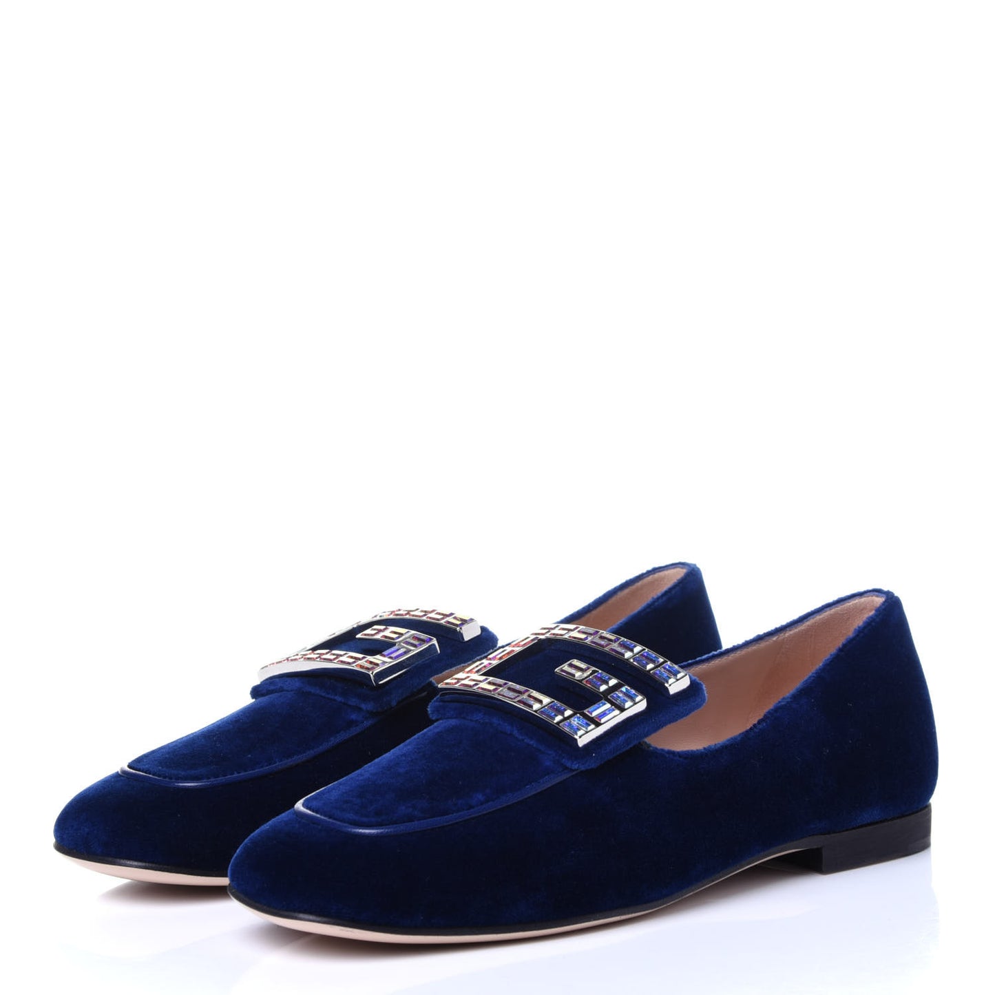 Velvet Crystal Square G Madelyn Loafers 35 Cobalt Blue
