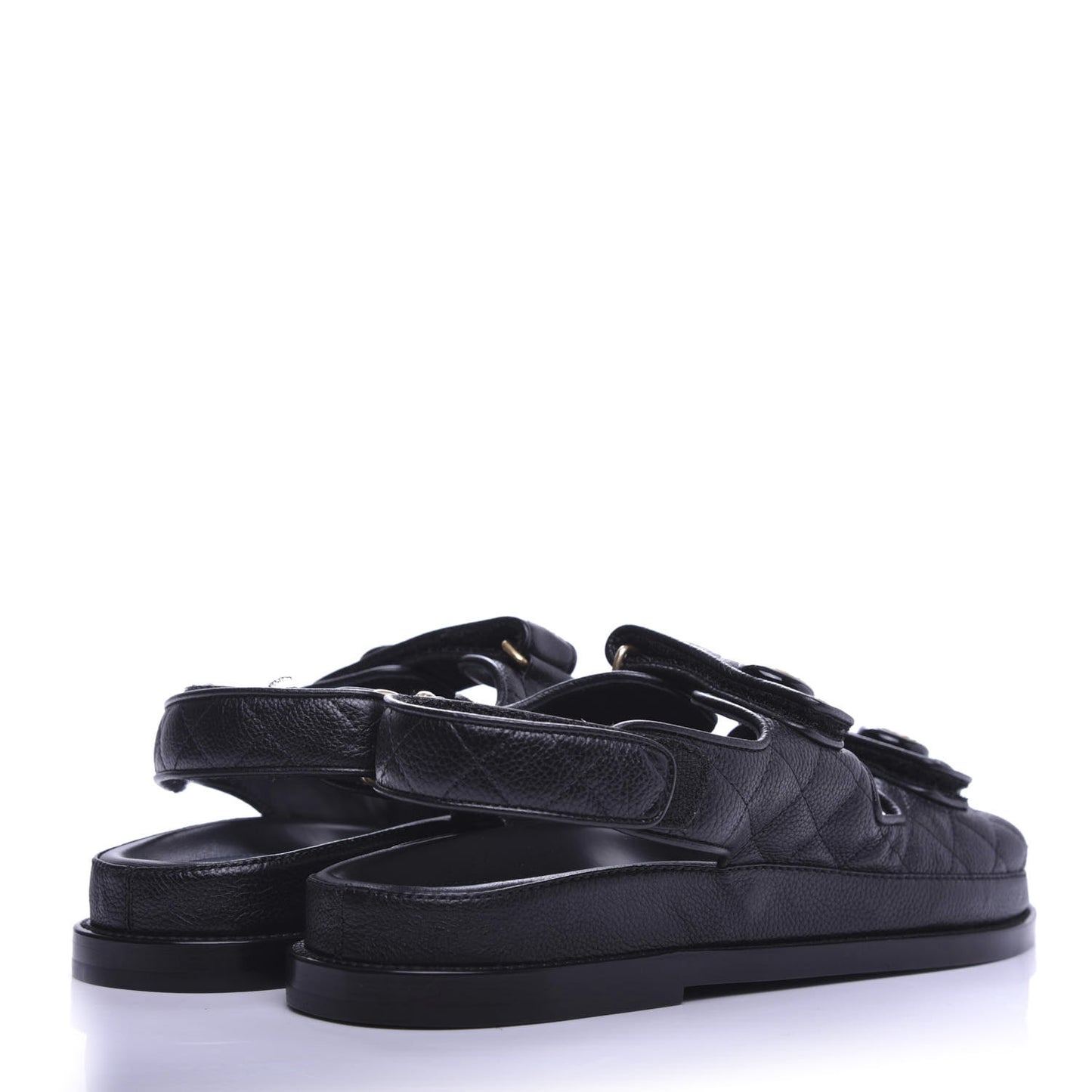 Grained Calfskin Velcro Dad Sandals 39.5 Black